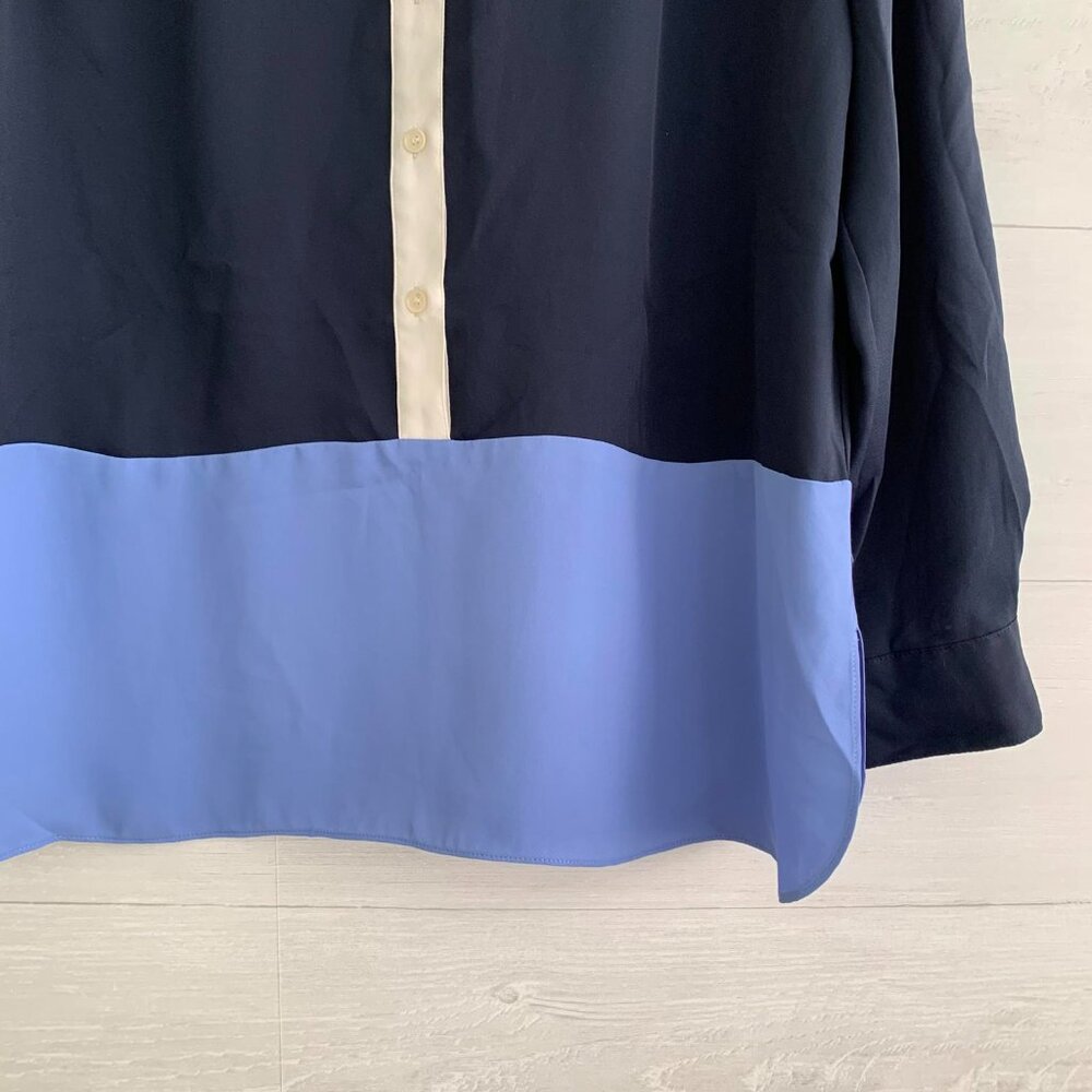 Talbots - Navy Blue Partial Button Tunic Roll Tab… - image 3